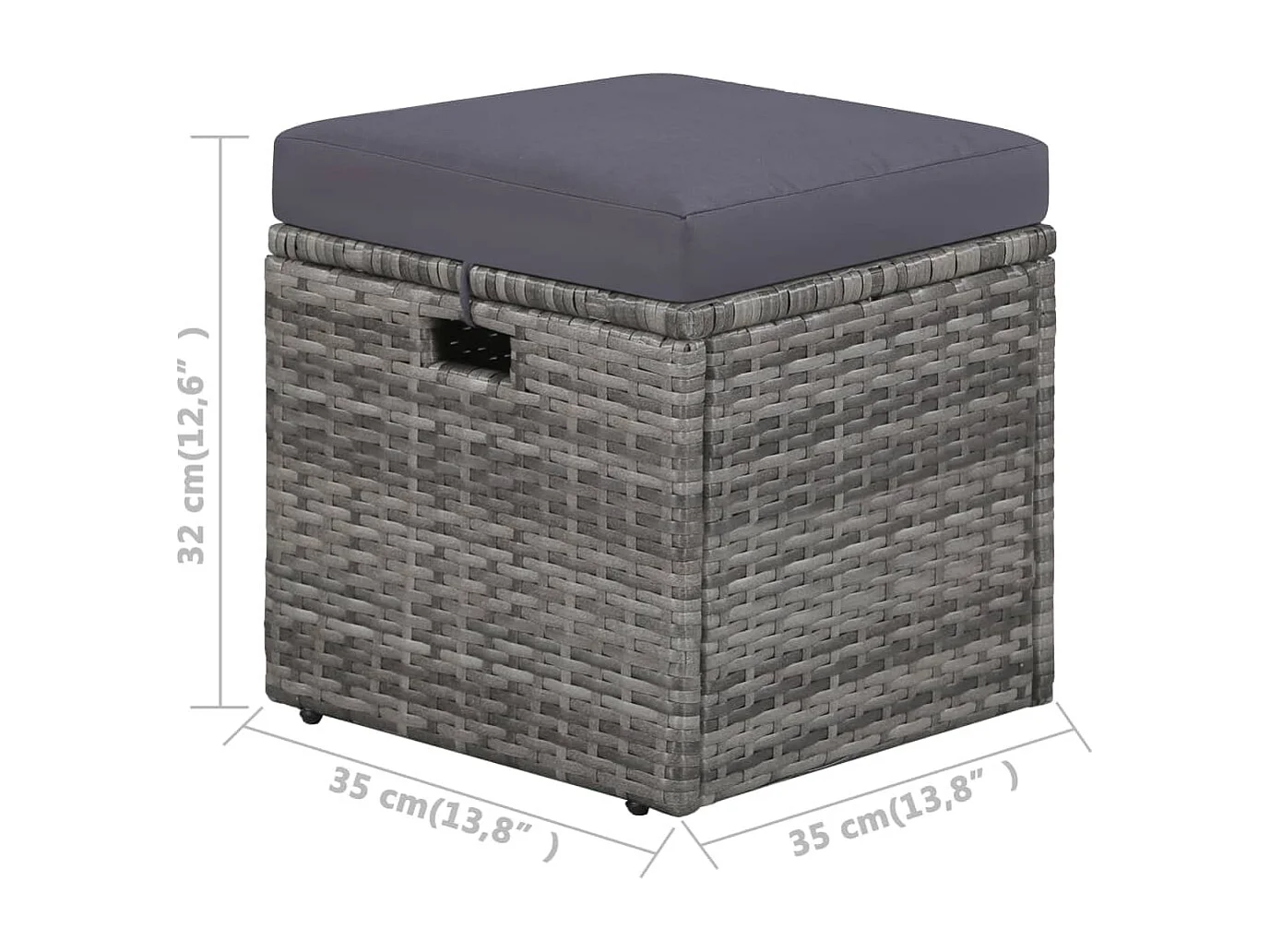 4-delige Loungeset met kussens poly rattan grijs