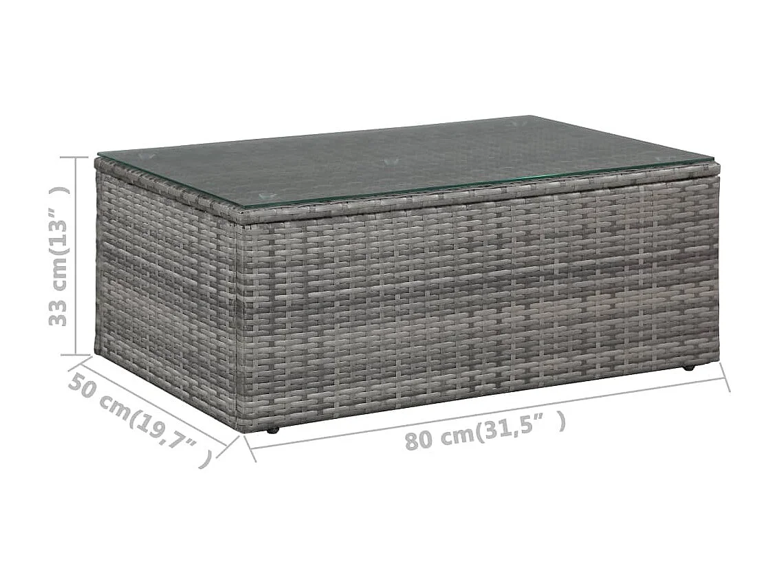 4-delige Loungeset met kussens poly rattan grijs