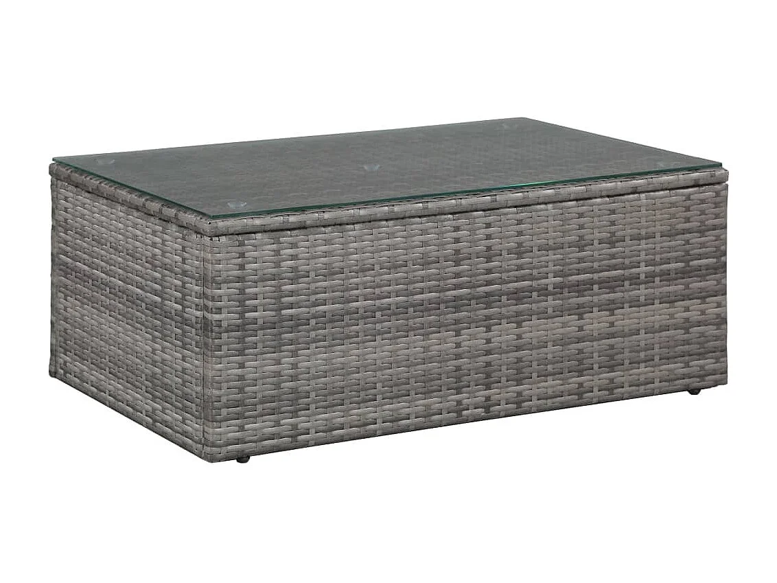 Salon de jardin 4 pièces avec coussins Résine tressée Gris