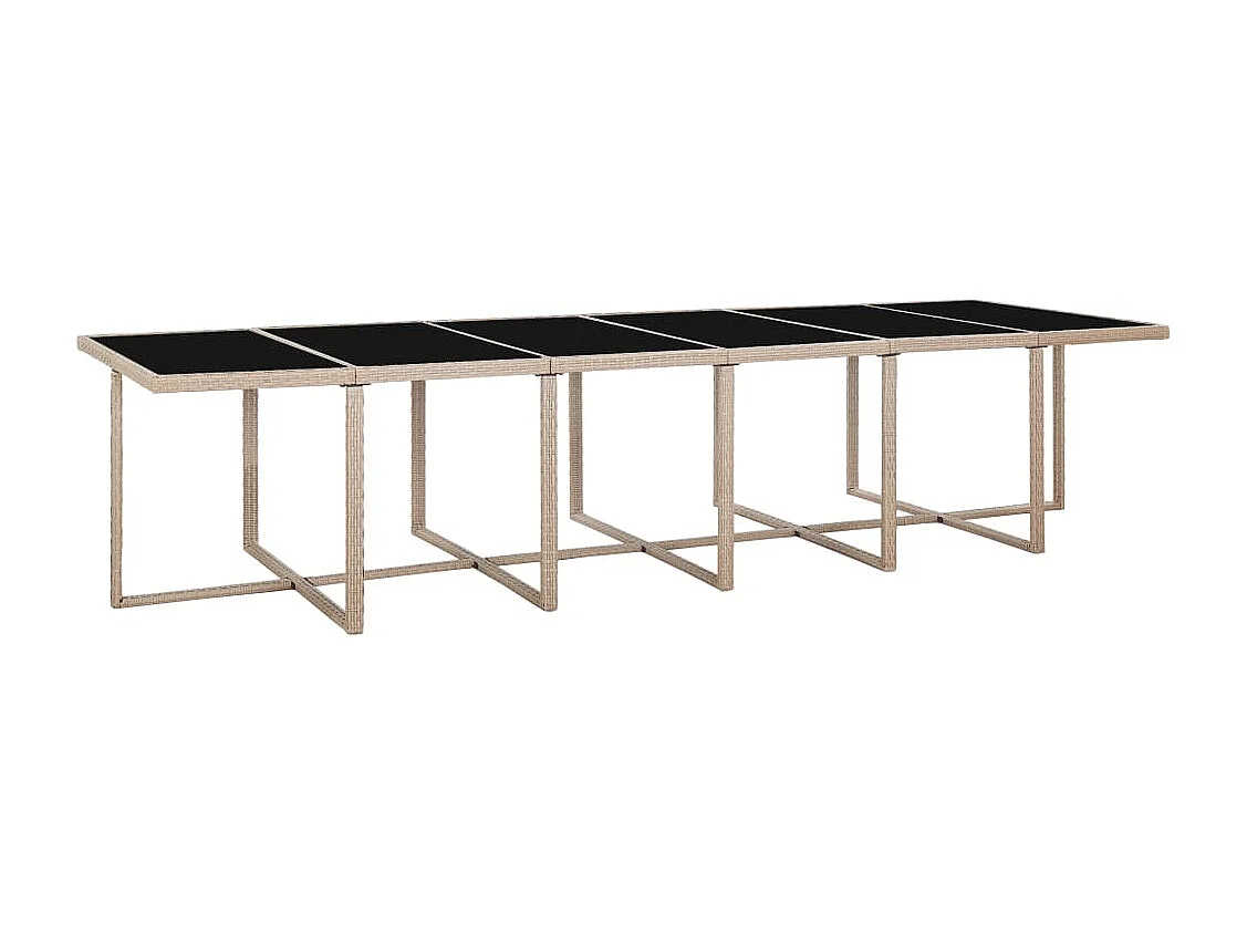 Set comedor de jardín 17 piezas y cojines ratán sintético beige