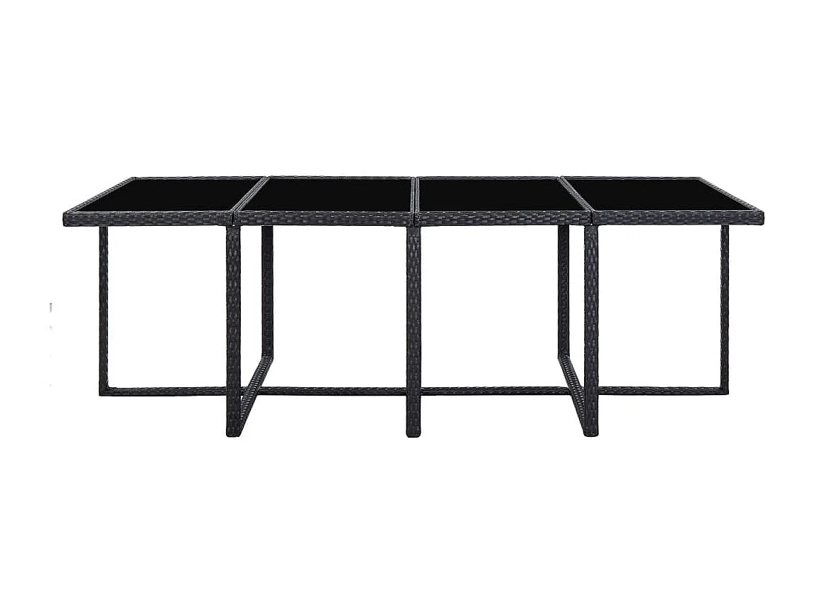 Set comedor de jardín 13 piezas y cojines ratán sintético negro