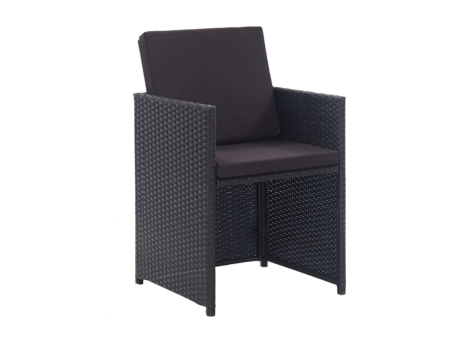 Set comedor de jardín 13 piezas y cojines ratán sintético negro