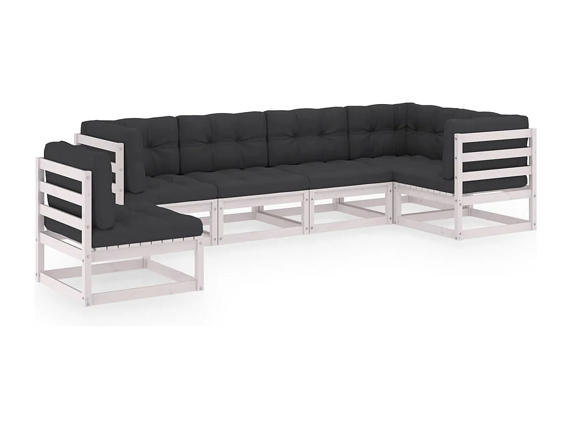 6 peças conjunto lounge de jardim com almofadões pinho maciço