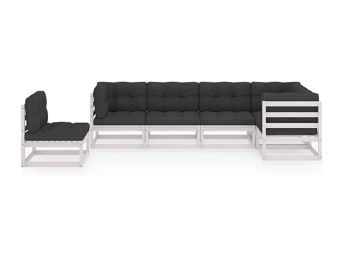 6 peças conjunto lounge de jardim com almofadões pinho maciço
