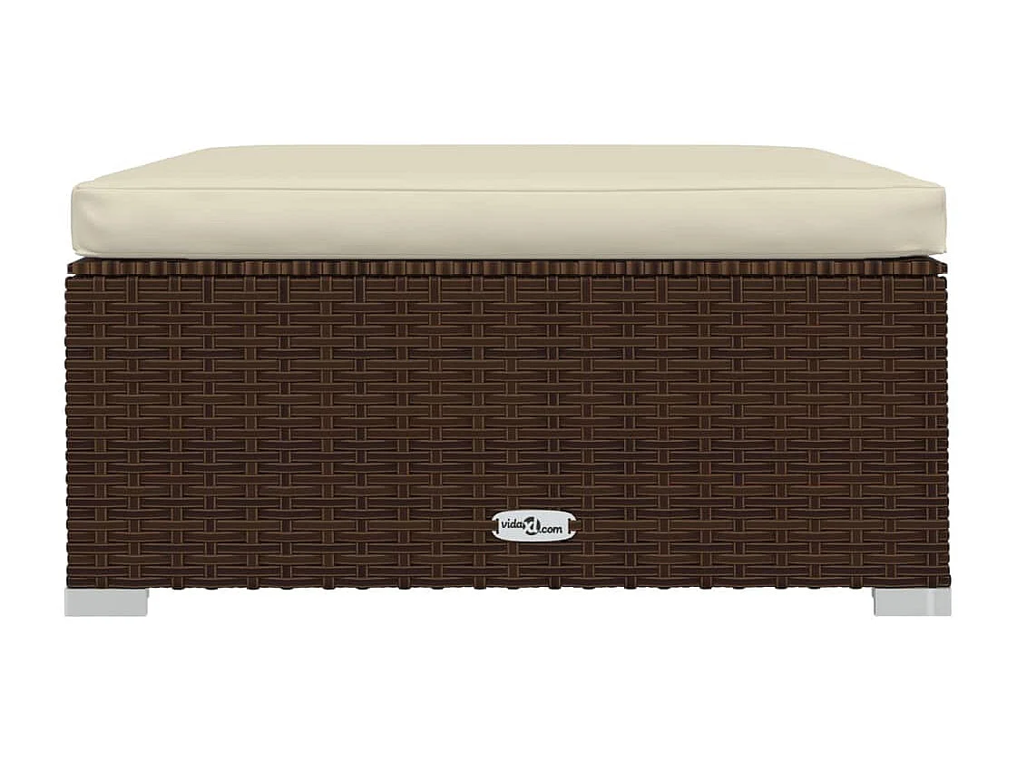 8-delige Loungeset met kussens poly rattan bruin