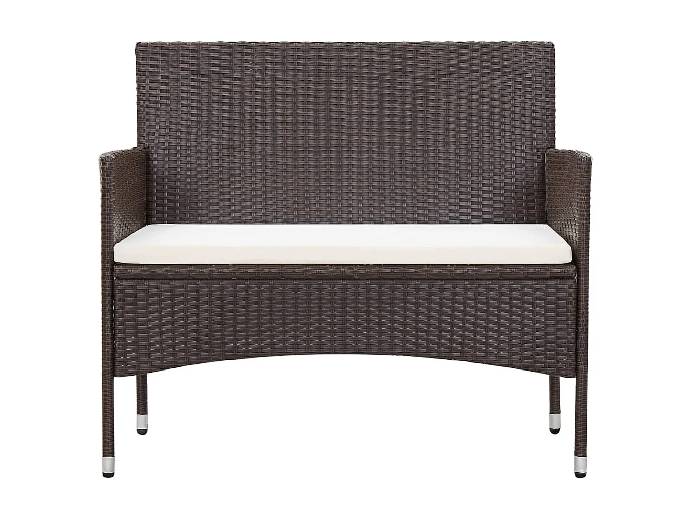 4-delige Loungeset met kussens poly rattan bruin