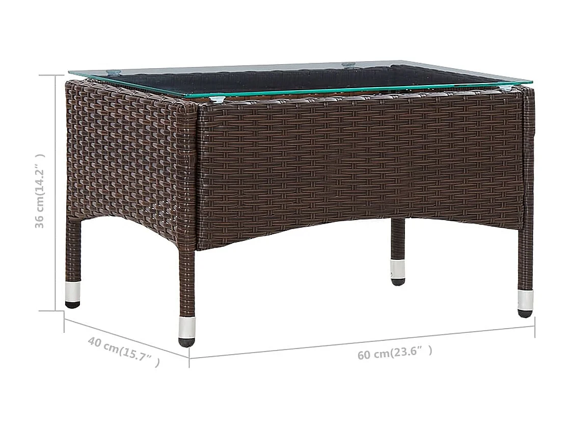 4-delige Loungeset met kussens poly rattan bruin