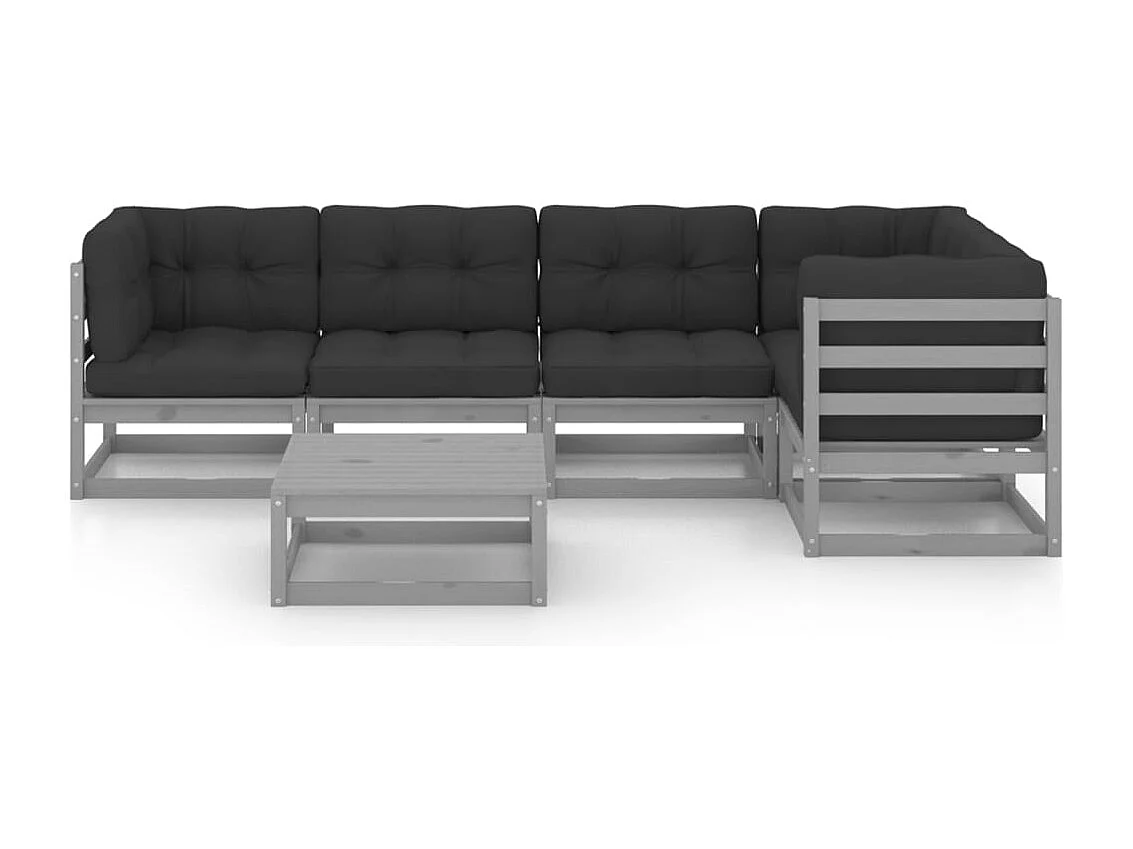 Salon de jardin 6 pièces avec coussins Bois de pin massif