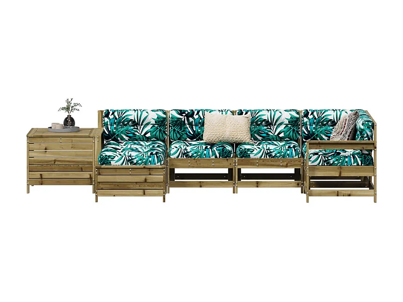 Juego de sofás de jardín 7 piezas madera de pino impregnada