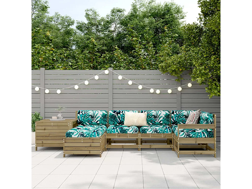 Salon de jardin 7 pièces bois de pin imprégné