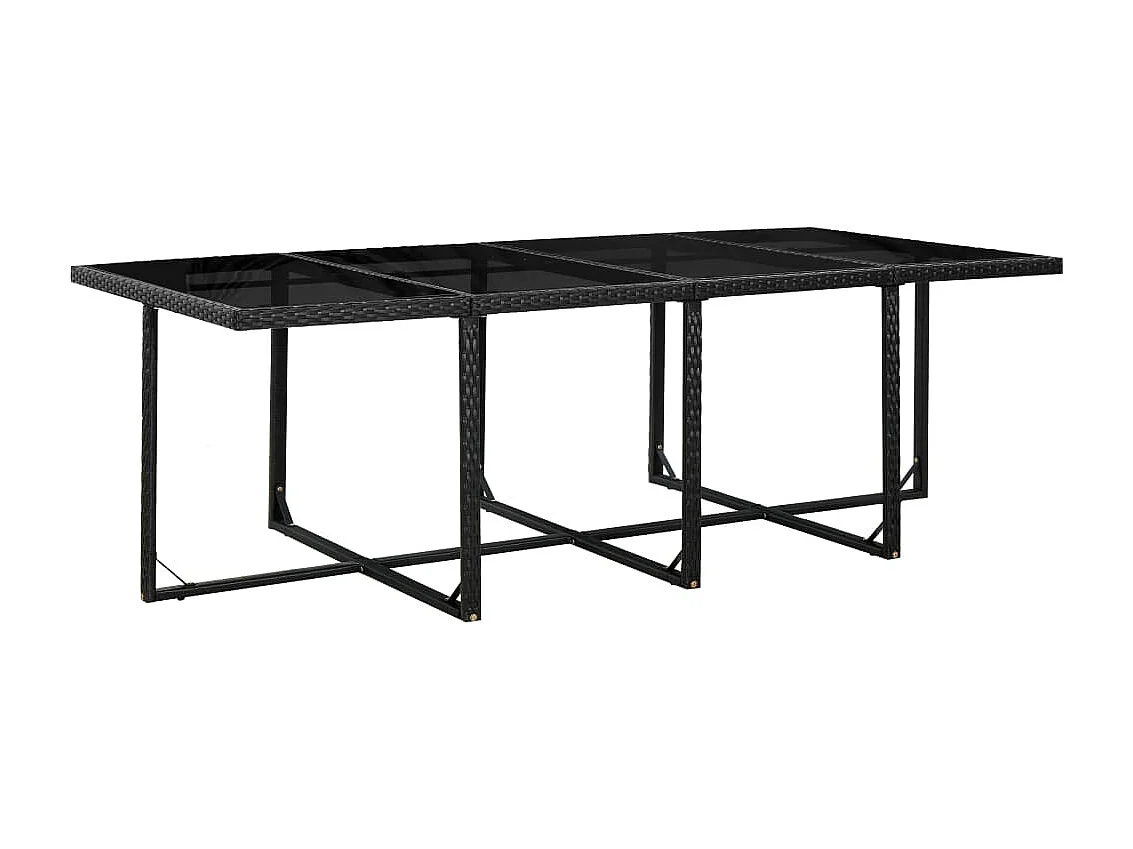 Set comedor de jardín 13 piezas y cojines ratán sintético negro