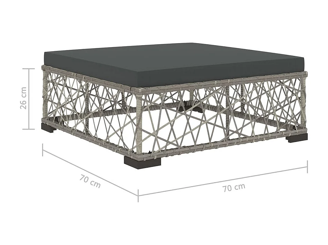 Salon de jardin 6 pièces avec coussins Résine tressée Gris