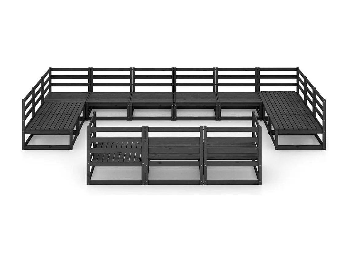 Juego de muebles de jardín 13 piezas madera maciza pino