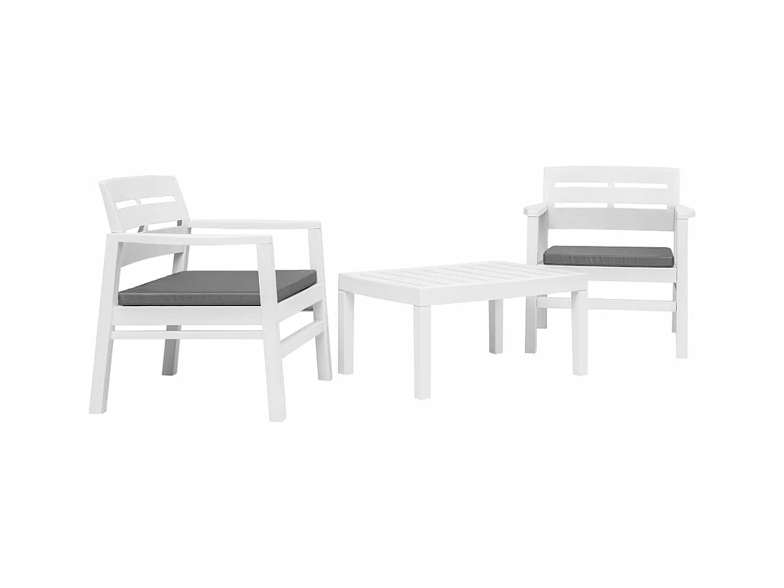 Salon de jardin 3 pièces plastique blanc