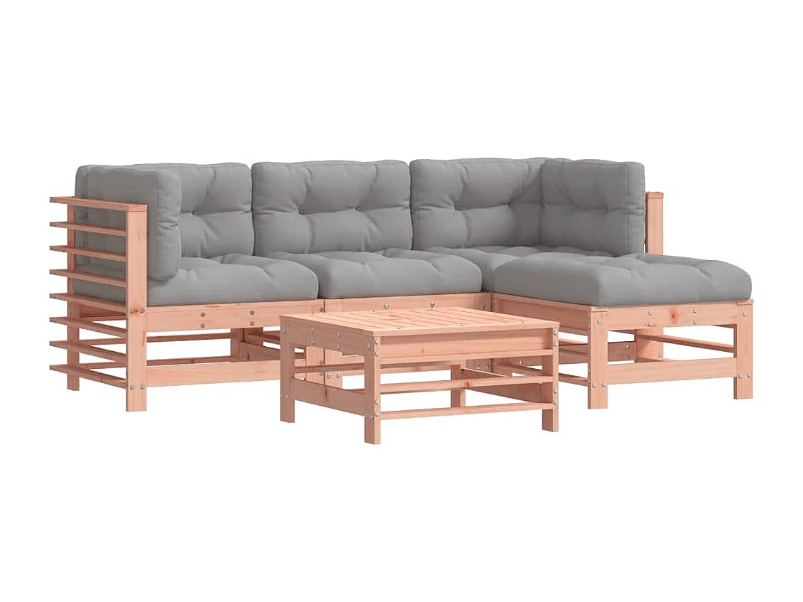 Salon de jardin 5 pièces avec coussins bois massif douglas