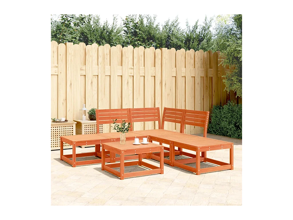 5 peças conjunto de sofás de jardim pinho maciço castanho-mel