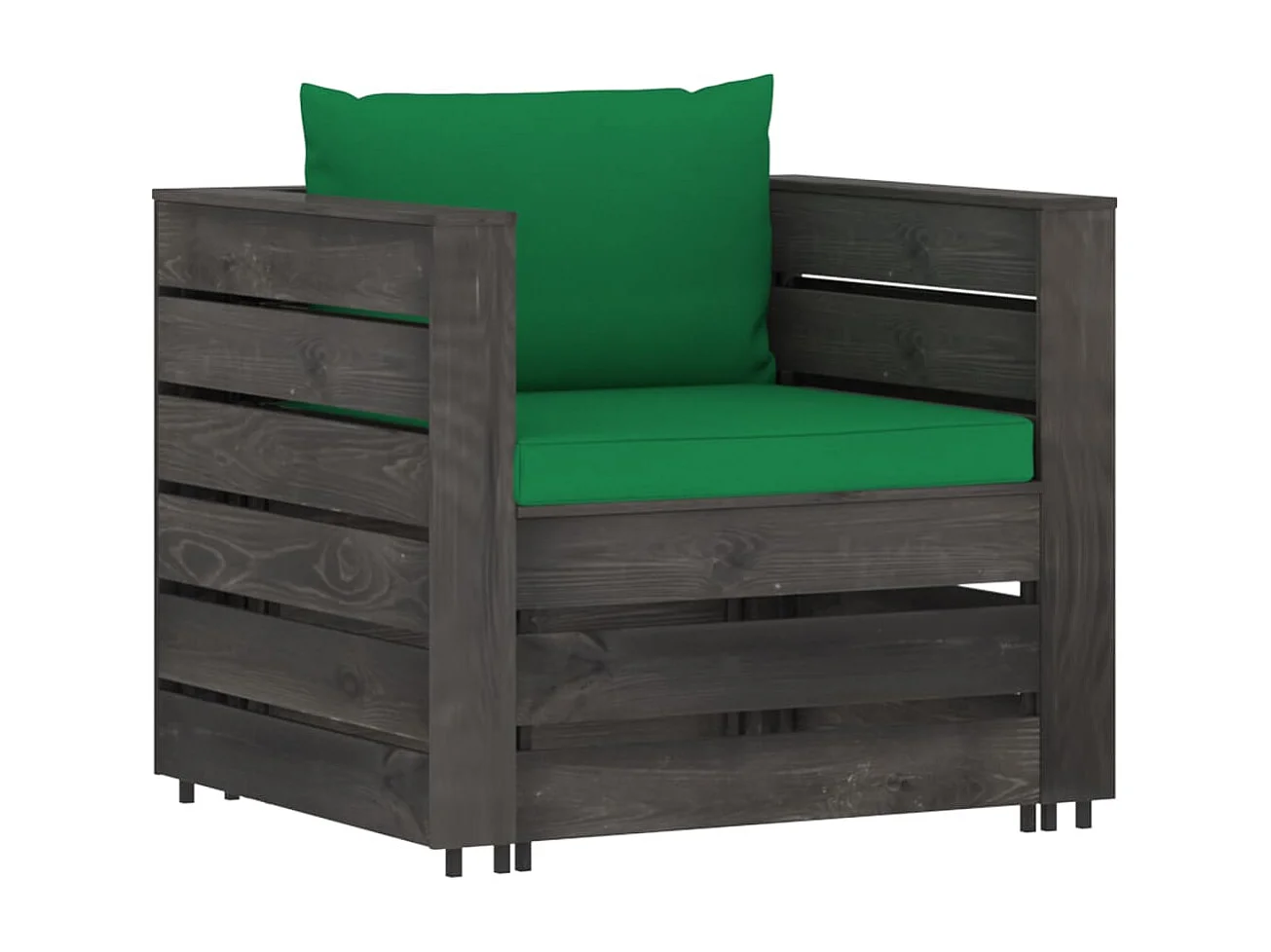 Muebles de jardín 2 piezas con cojines madera impregnada gris