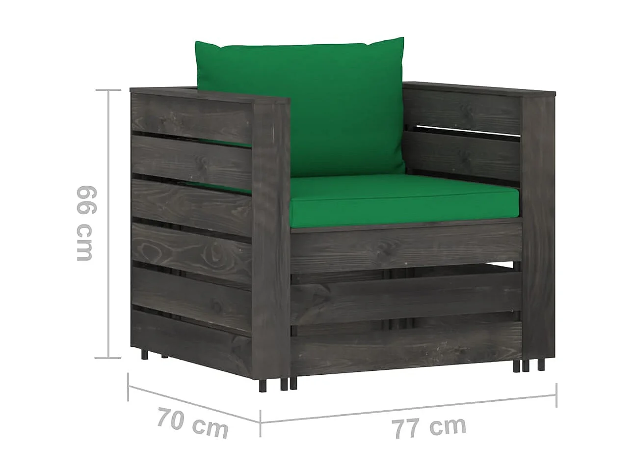 Muebles de jardín 2 piezas con cojines madera impregnada gris