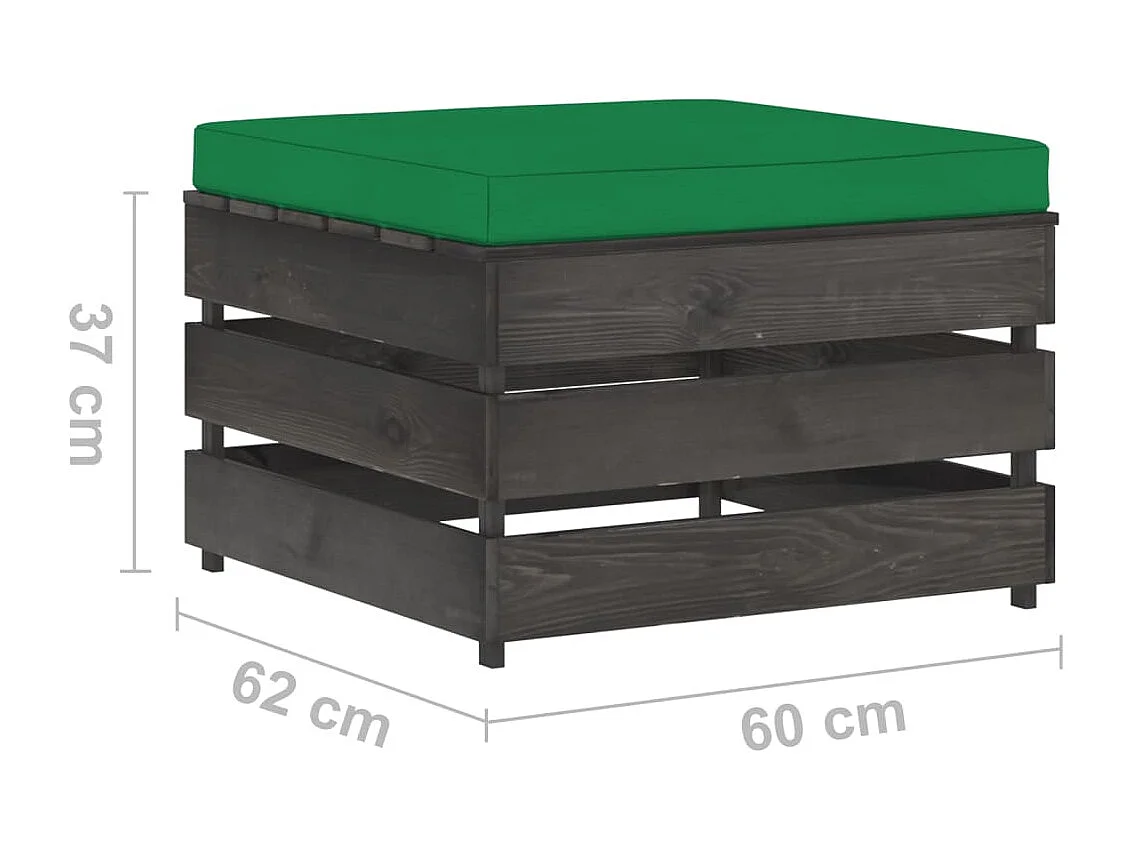 Muebles de jardín 2 piezas con cojines madera impregnada gris