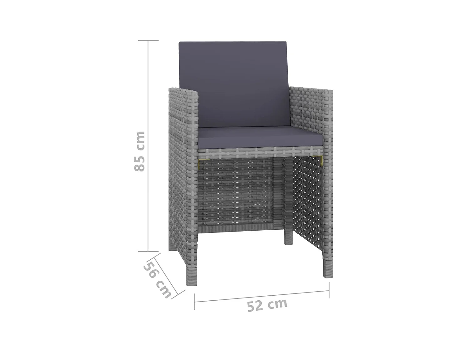 9 peças conjunto jantar exterior c/ almofadões vime PE antracite