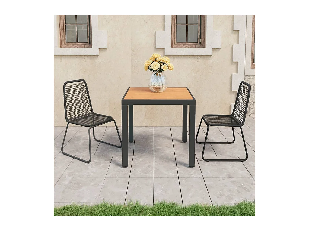 3-delige Tuinset PVC-rattan zwart en bruin