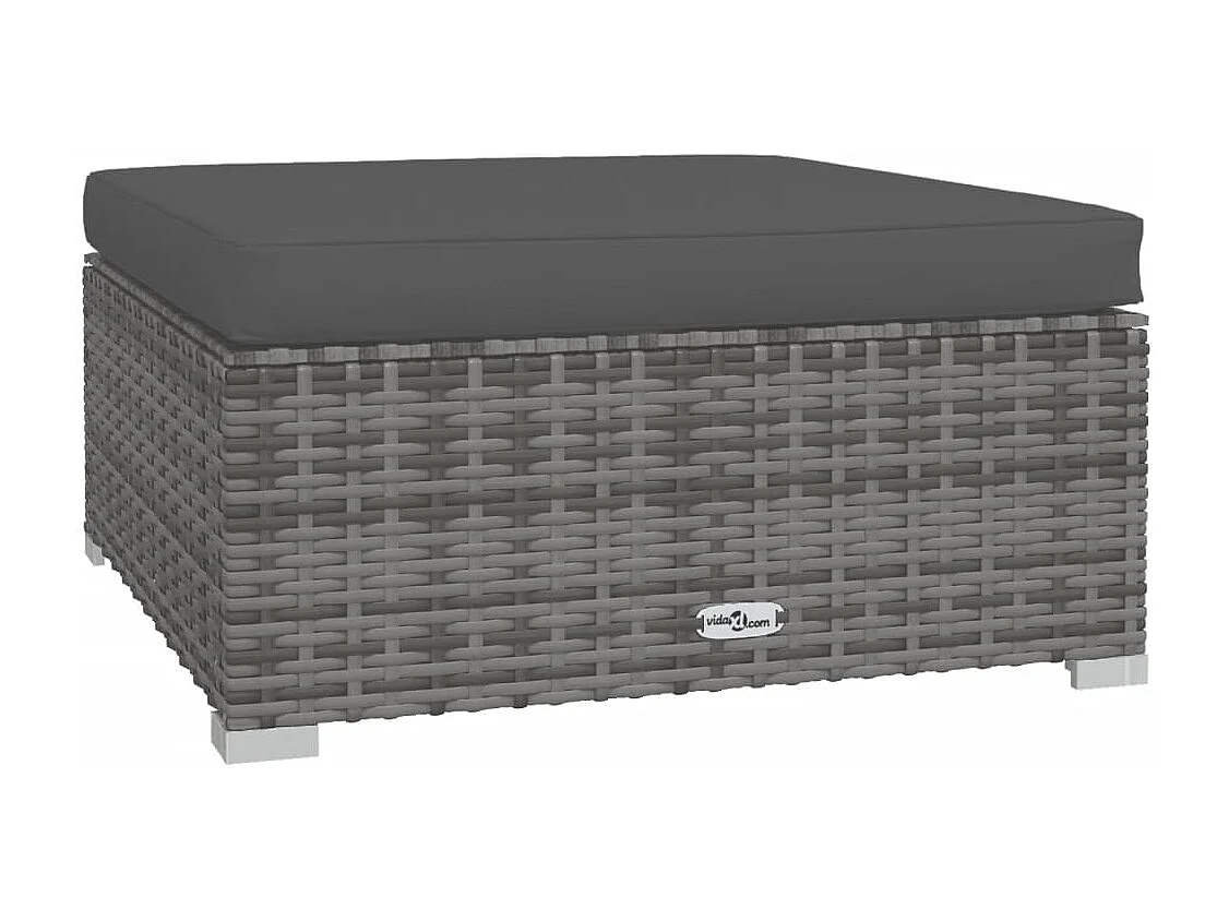 Set de muebles de jardín 4 piezas y cojines ratán sintético gris