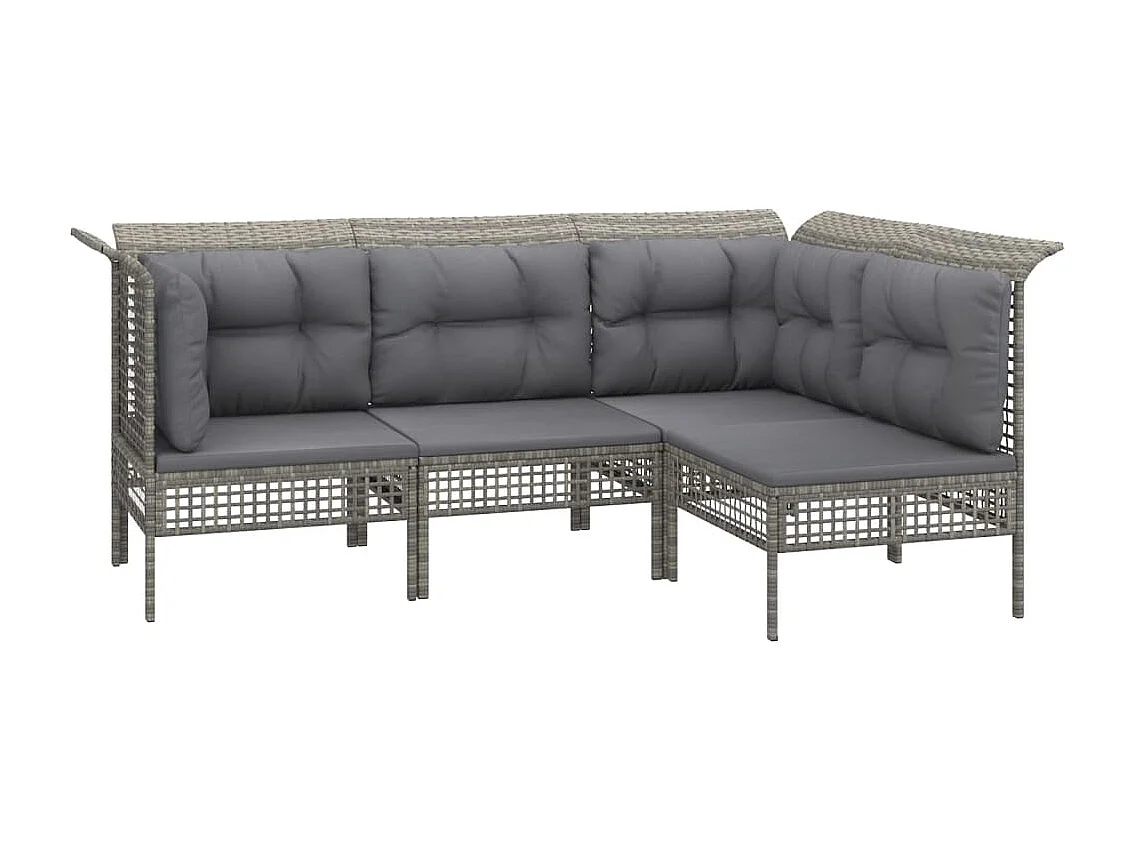 Salon de jardin 4 pièces avec coussins Gris Résine tressée