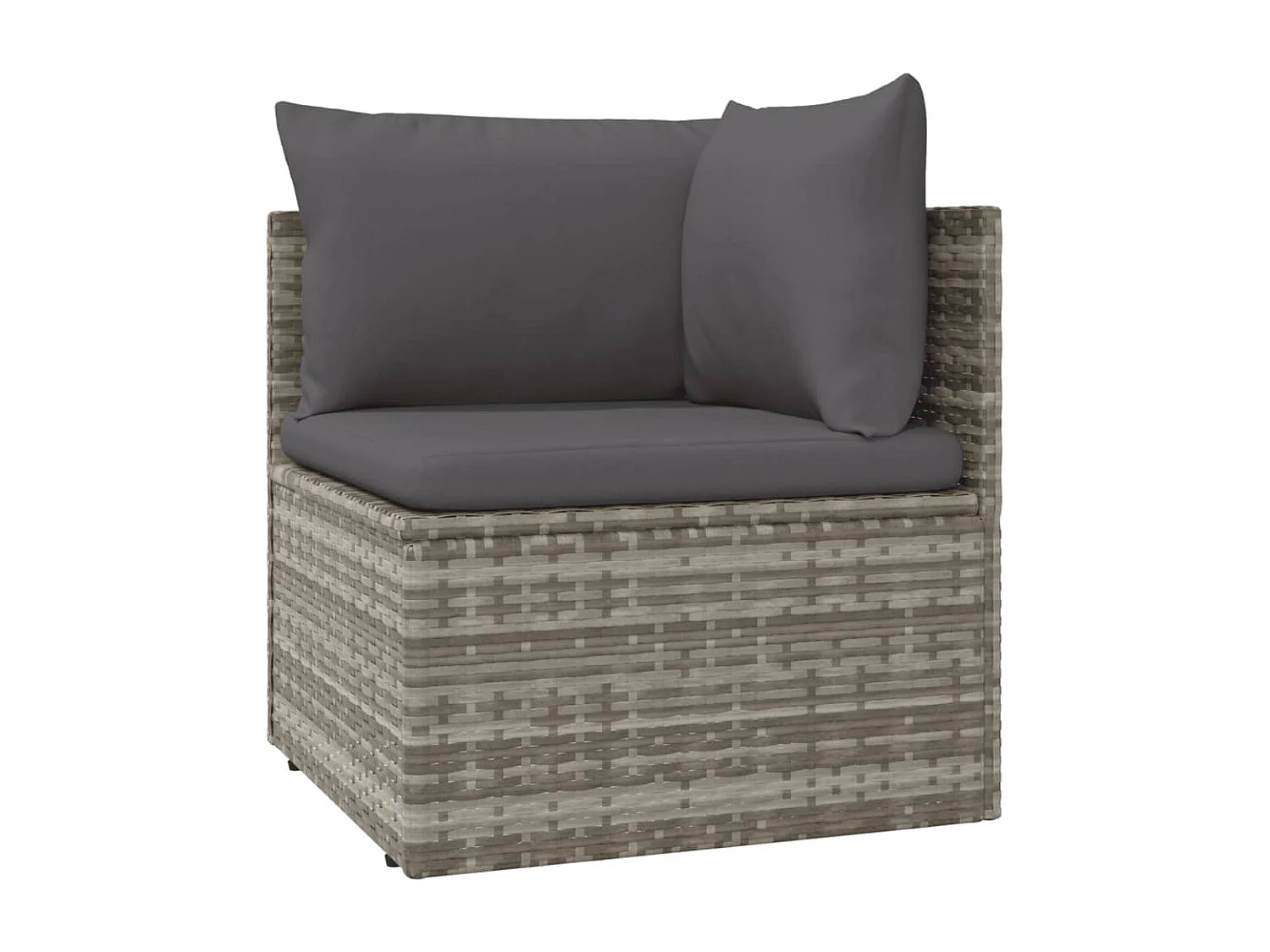 5 peças conjunto lounge de jardim c/ almofadões vime PE cinzento