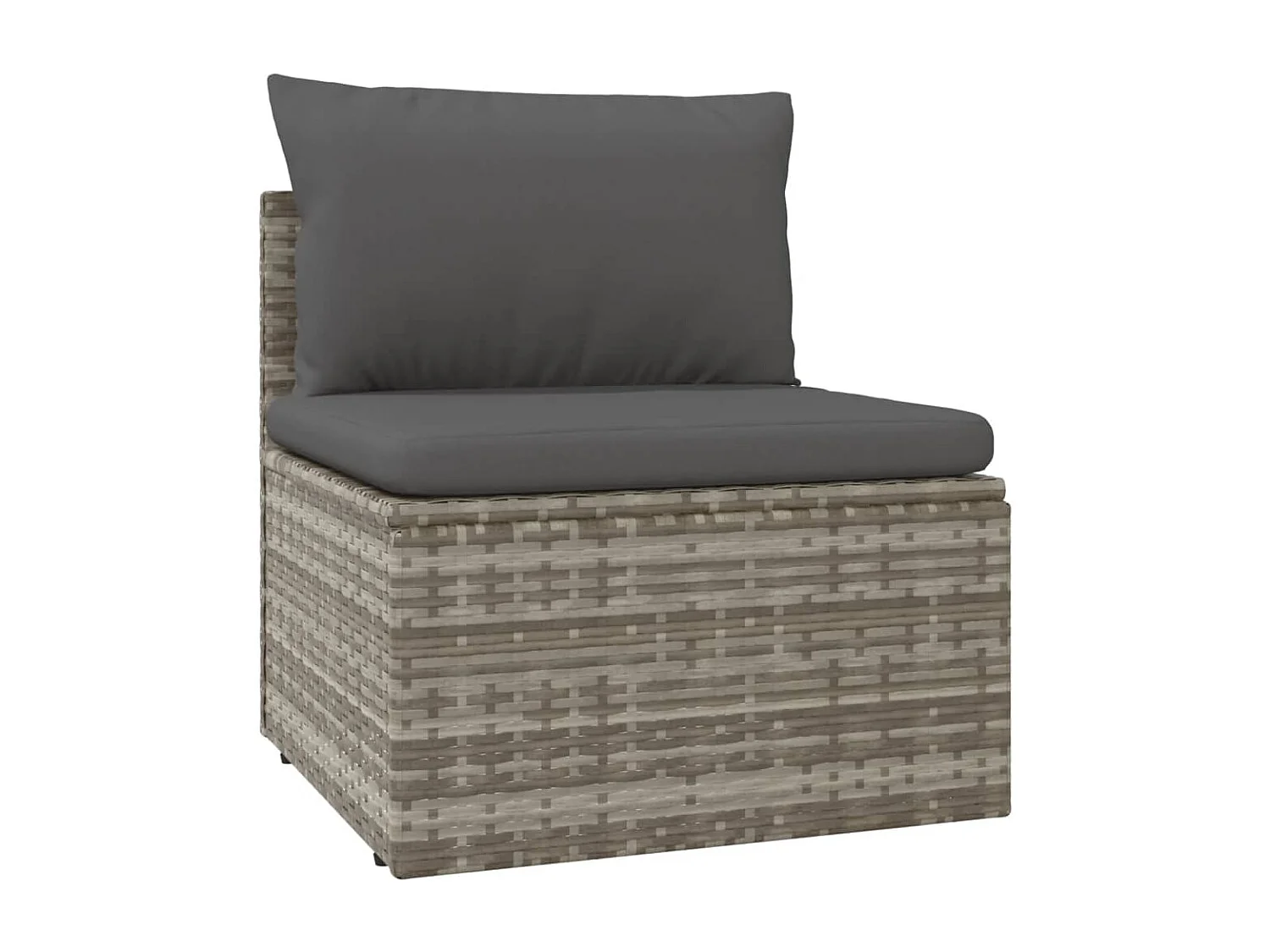 5 peças conjunto lounge de jardim c/ almofadões vime PE cinzento