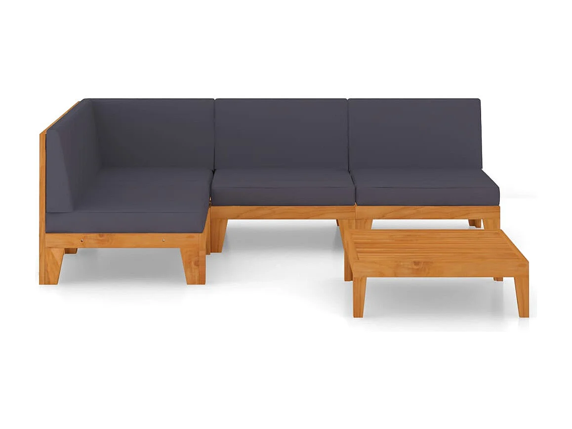 Juego muebles de jardín y cojines 5 piezas madera maciza acacia