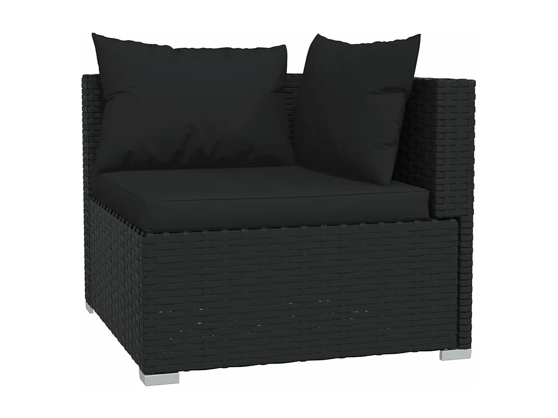 4 peças conjunto lounge de jardim c/ almofadões vime PE preto