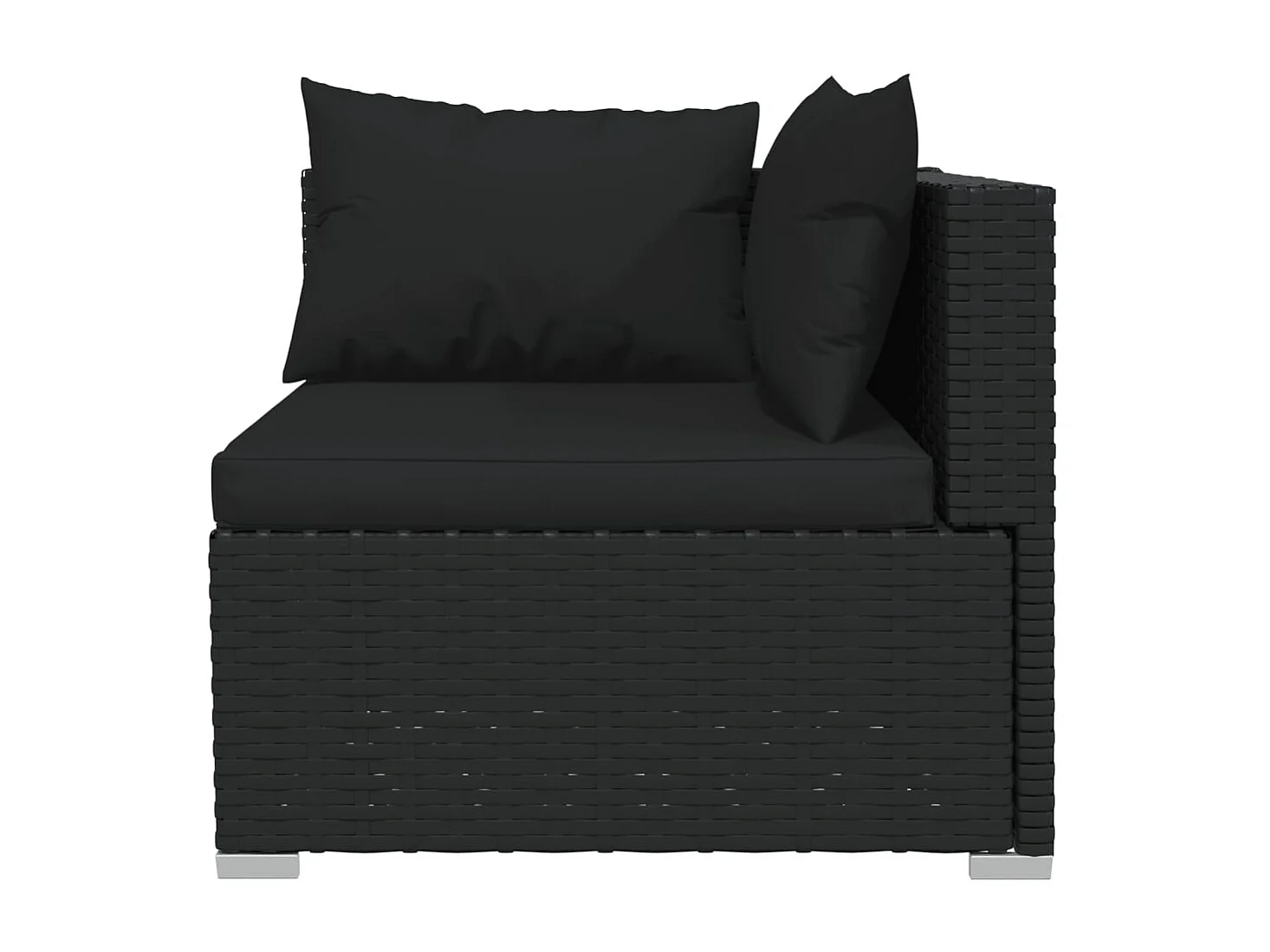 4 peças conjunto lounge de jardim c/ almofadões vime PE preto