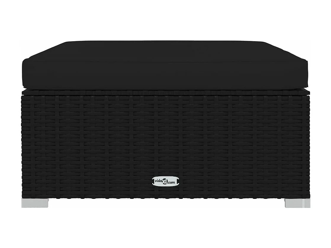 4-delige Loungeset met kussens poly rattan zwart