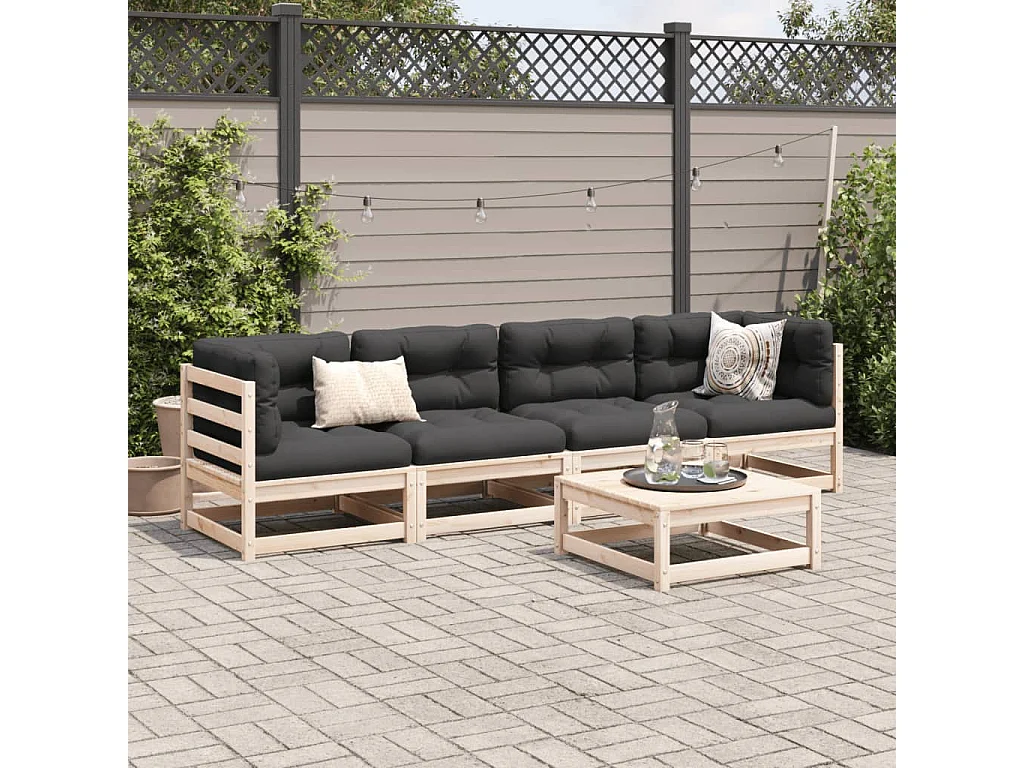 5 peças conjunto de sofás para jardim madeira de pinho maciça