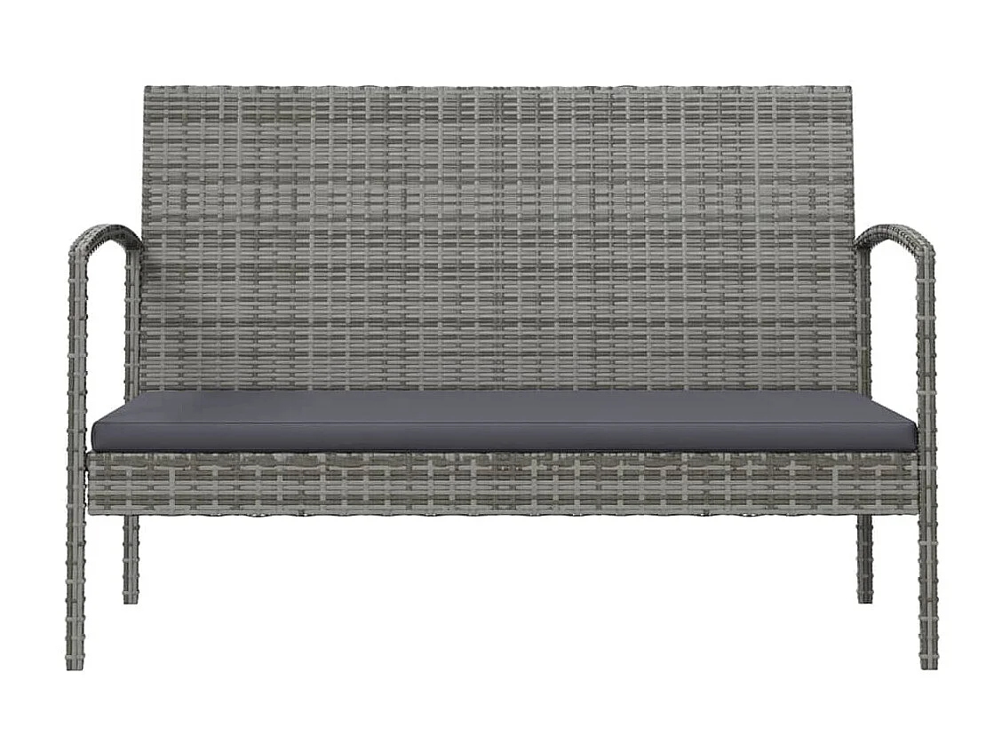 8 peças conjunto lounge de jardim c/ almofadões vime PE cinzento