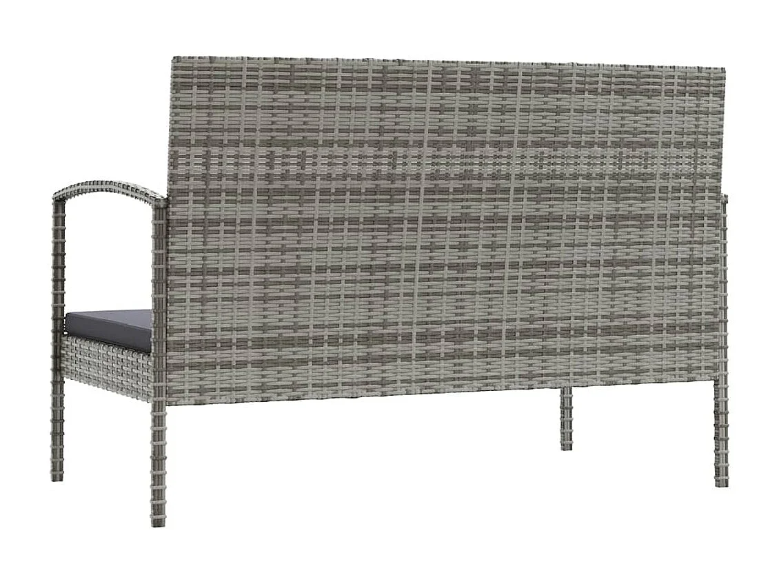 8 peças conjunto lounge de jardim c/ almofadões vime PE cinzento