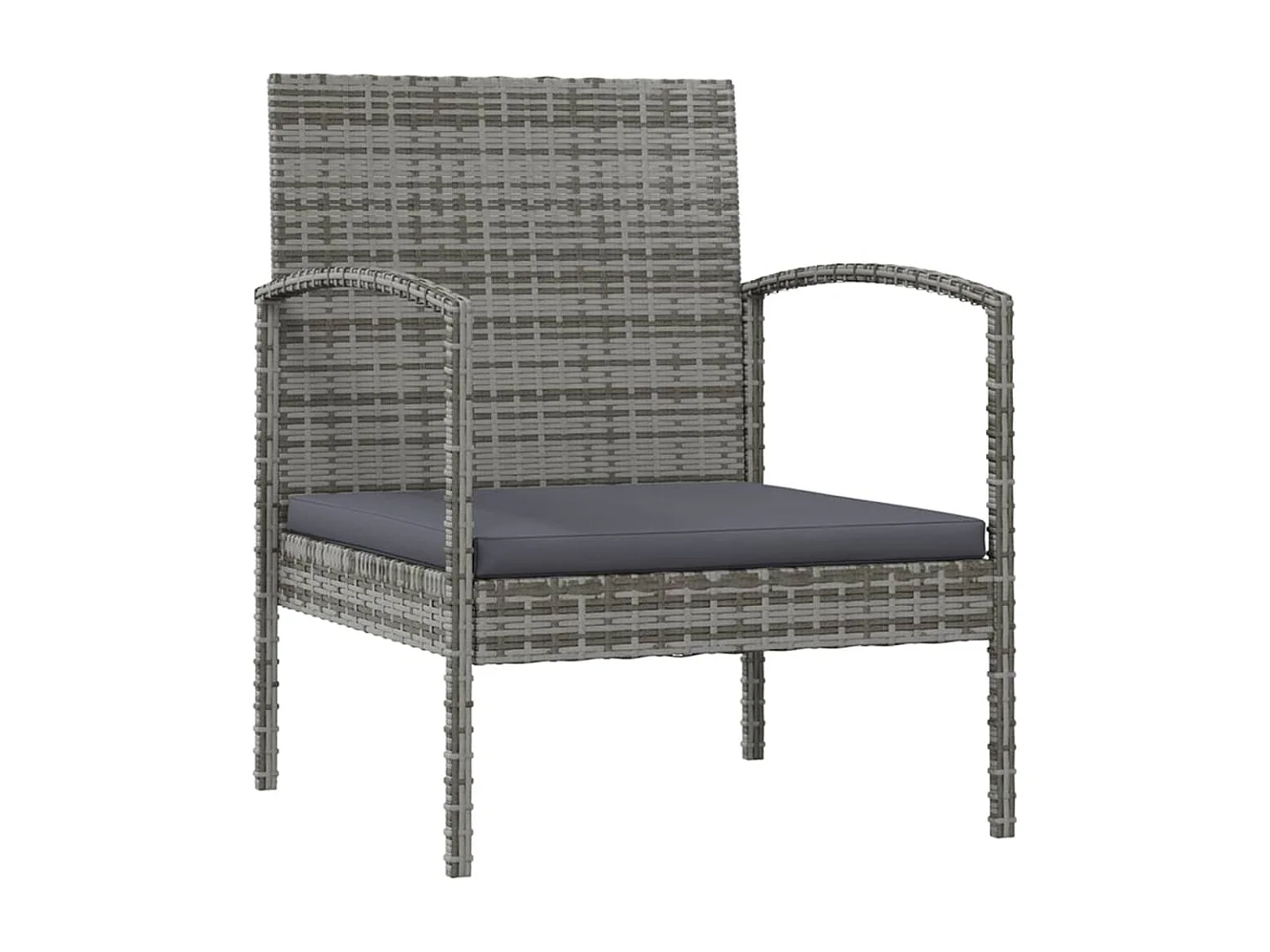 8 peças conjunto lounge de jardim c/ almofadões vime PE cinzento