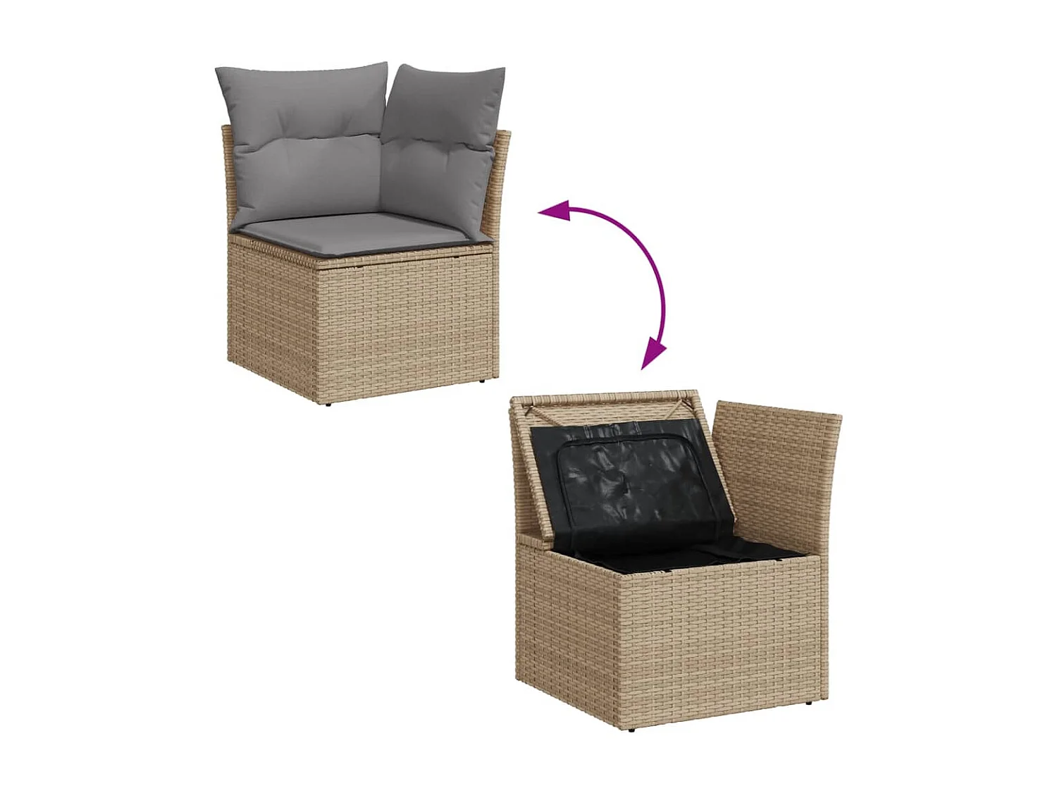 7-delige Loungeset met kussens poly rattan gemengd beige