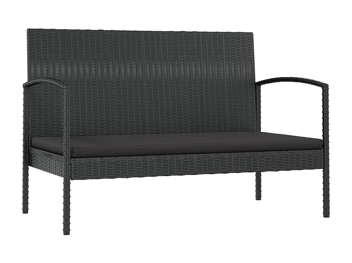 Set muebles de jardín 8 piezas y cojines ratán sintético negro