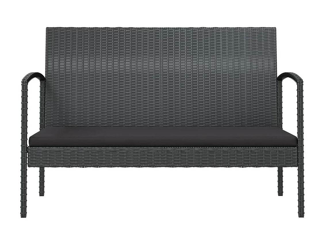 Set muebles de jardín 8 piezas y cojines ratán sintético negro