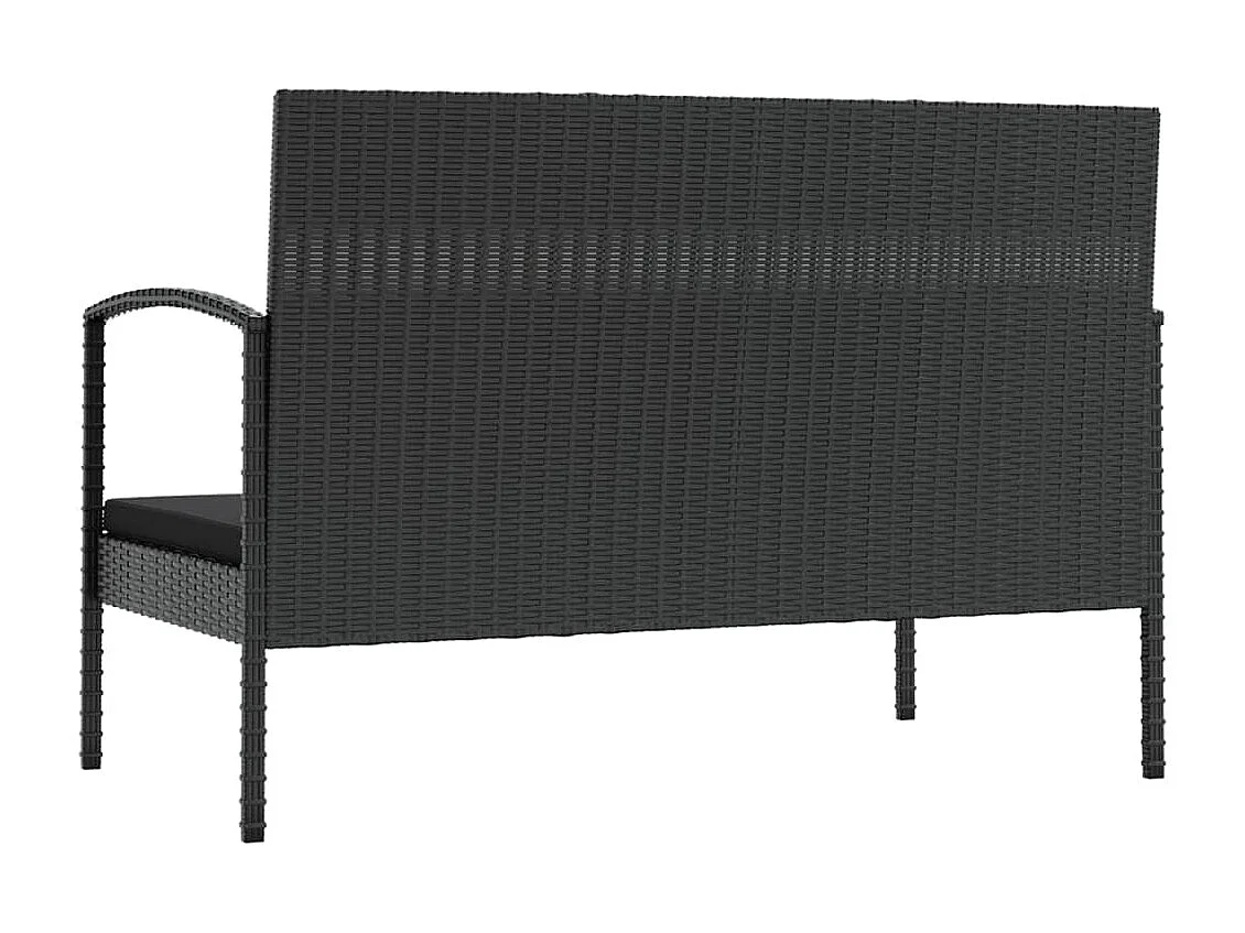 Set muebles de jardín 8 piezas y cojines ratán sintético negro