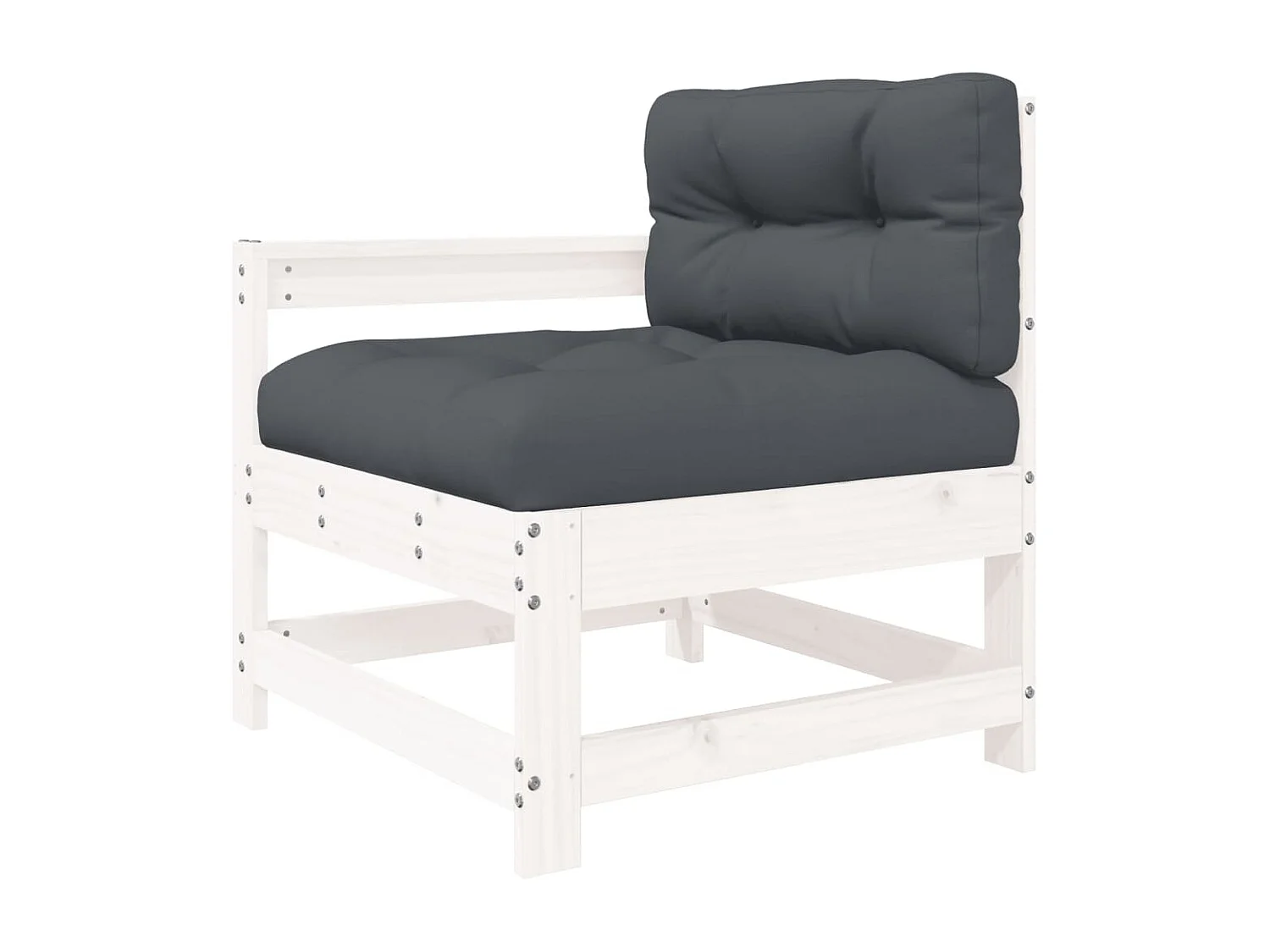 Juego de muebles jardín 7 piezas y cojines madera maciza blanco