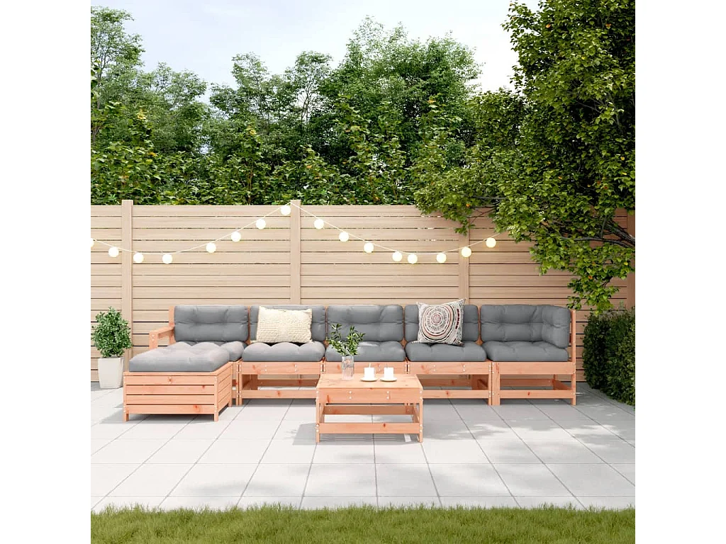 Juego de muebles de jardín 7 piezas madera maciza abeto Douglas