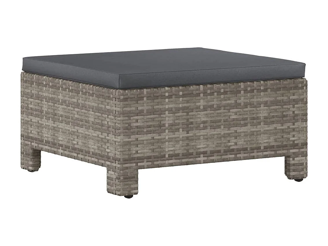 5 peças conjunto lounge de jardim c/ almofadões vime PE cinzento