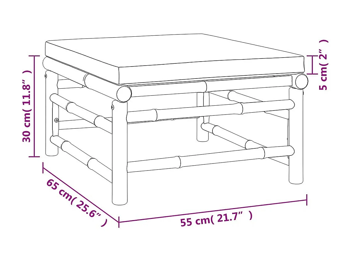 Set de muebles de jardín 11 piezas bambú y cojines gris taupé
