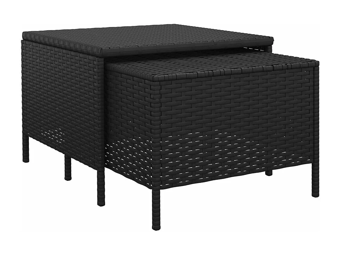 Salon de jardin 4 pièces avec coussins Noir Résine tressée