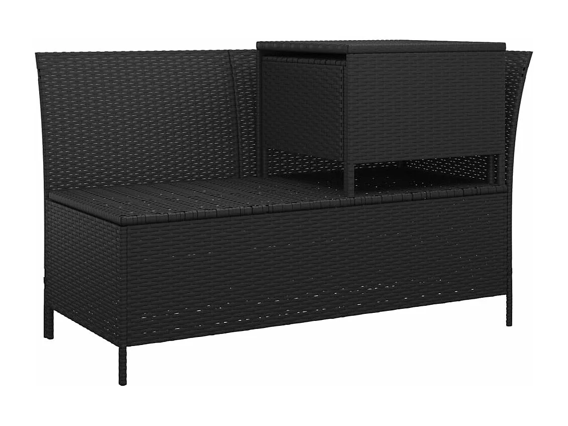 4-delige Loungeset met kussens poly rattan zwart