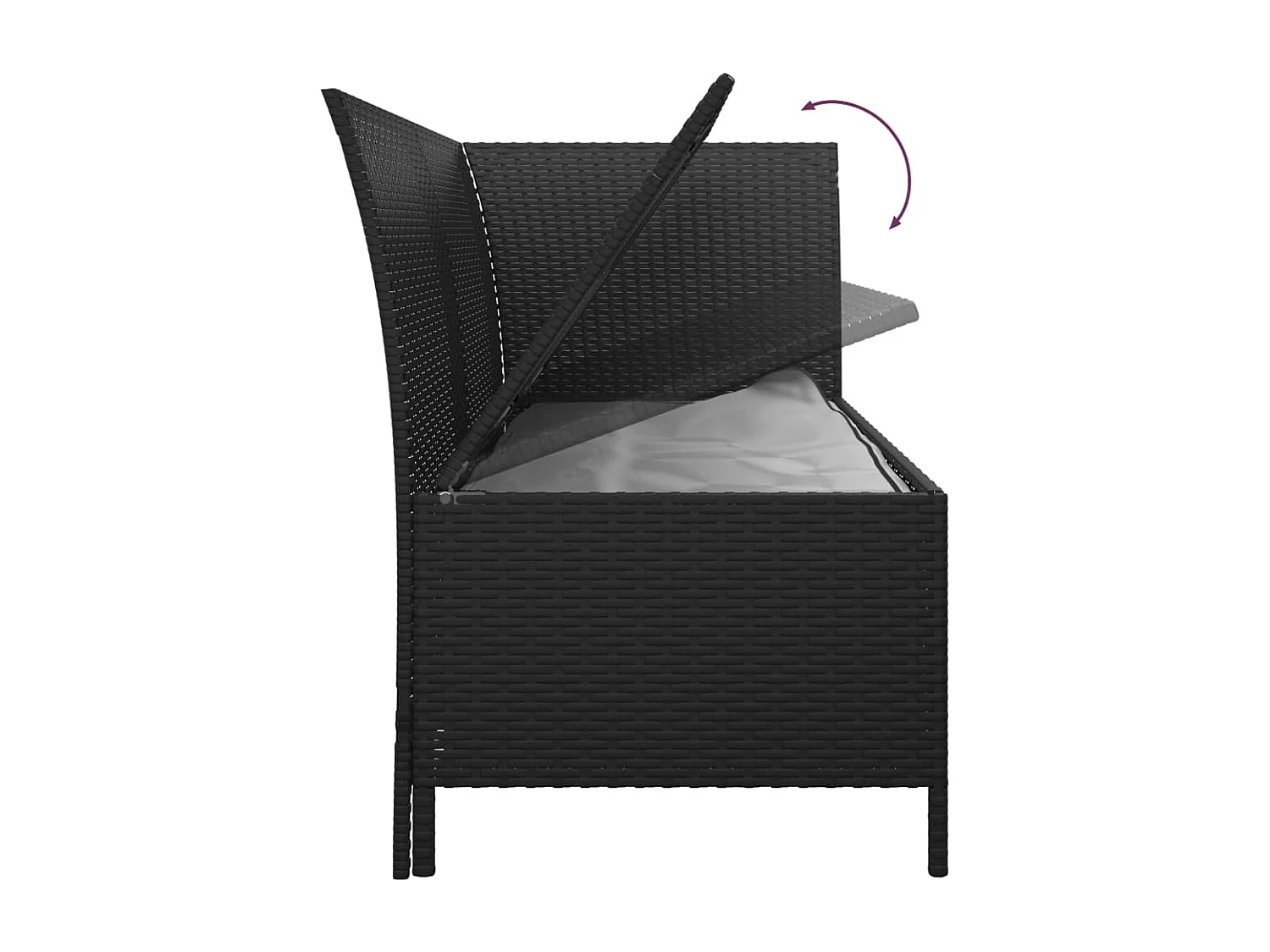 4-delige Loungeset met kussens poly rattan zwart