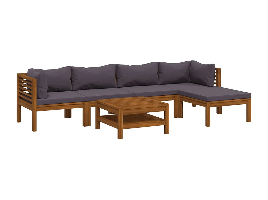 Salon de jardin 7 pièces avec coussin Bois d'acacia solide