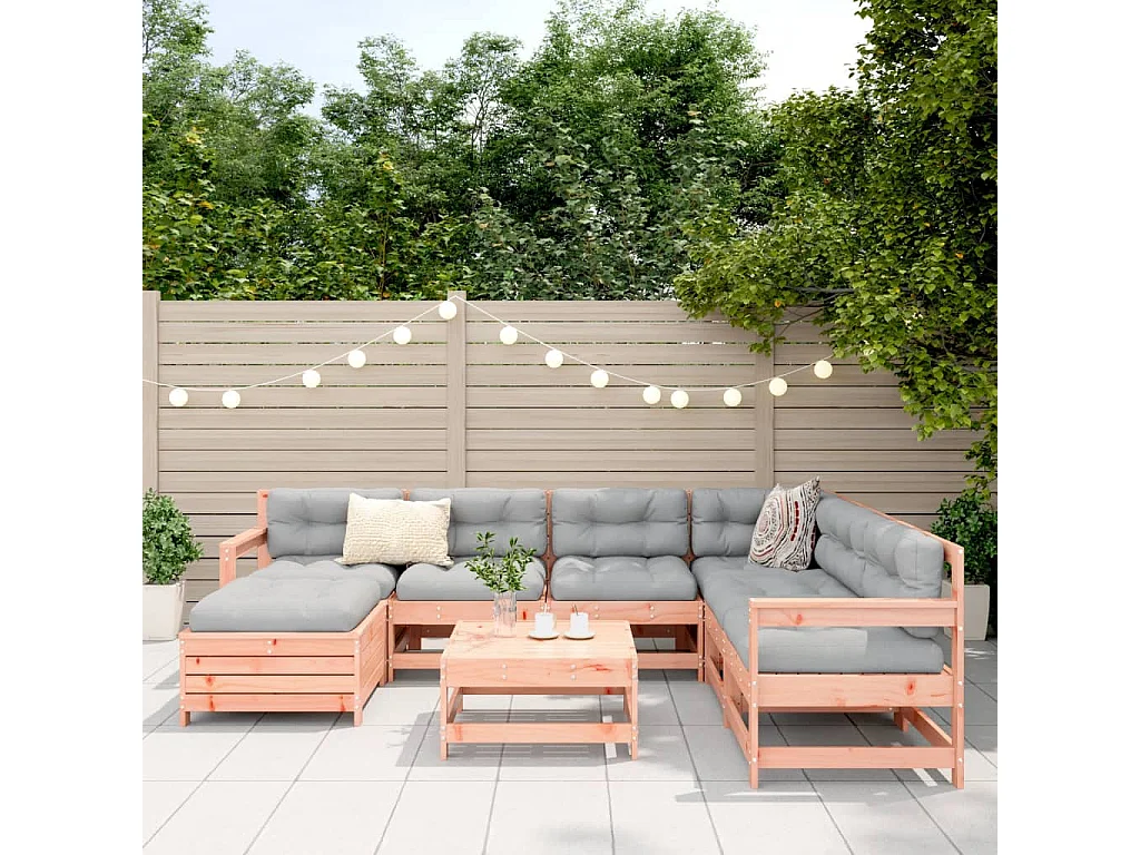 Juego de sofás de jardín 8 piezas madera maciza de abeto Douglas